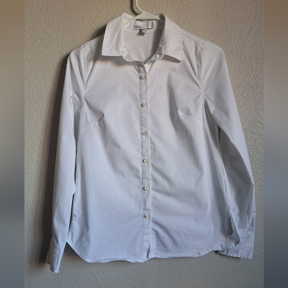 Nordstrom Rack Womans White Button Down Polo Longsleeve Size XS